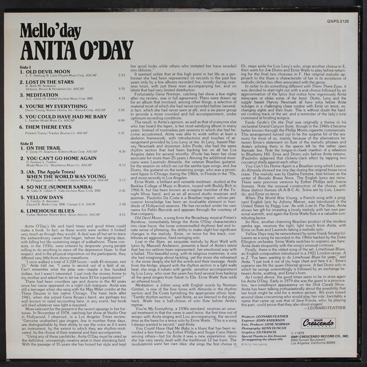 mello'day by ANITA O'DAY
