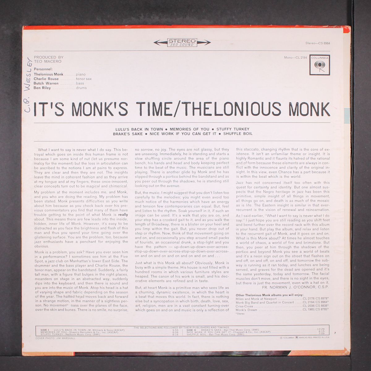 it's monk's time by THELONIOUS MONK