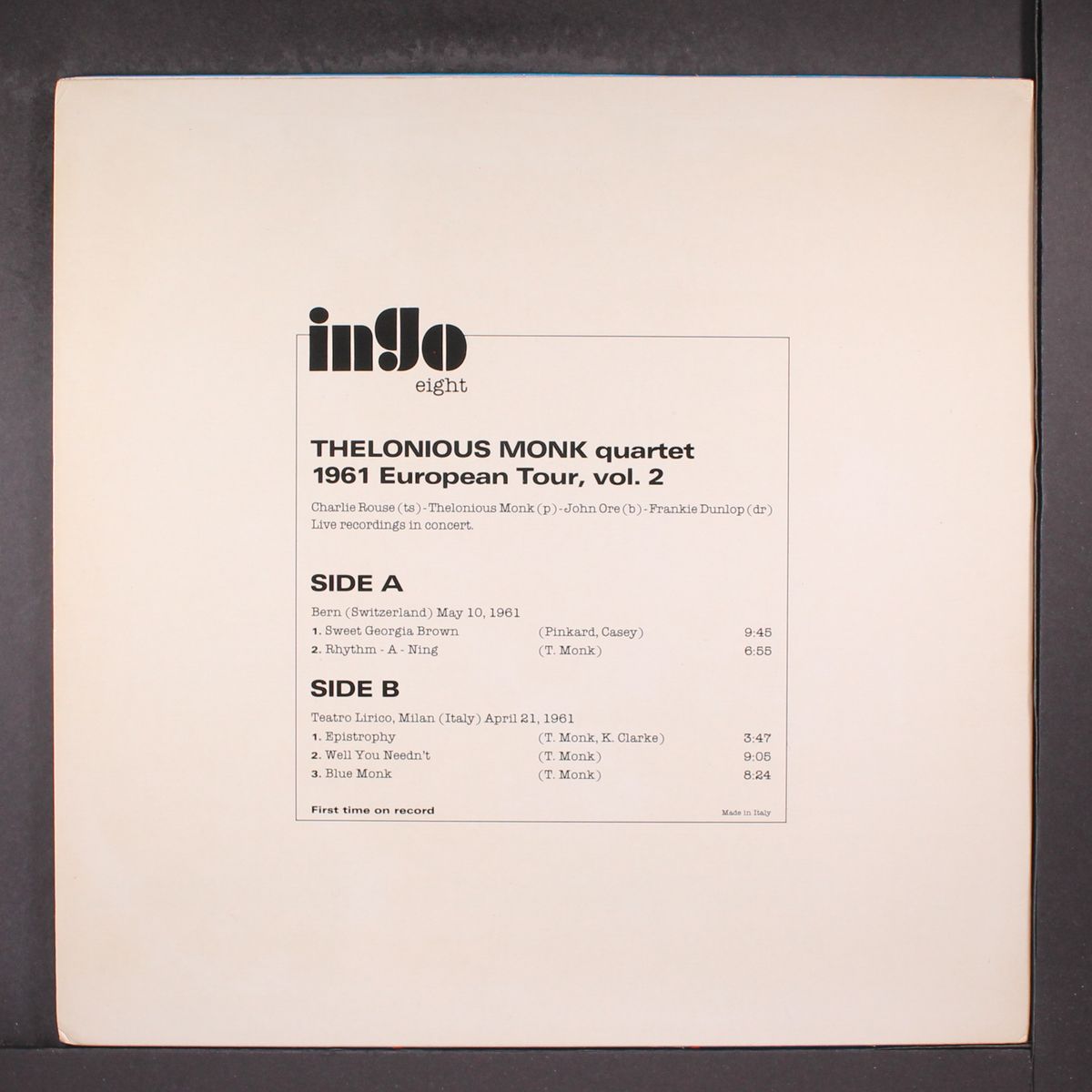 1961 european tour vol. 2 by THELONIOUS MONK QUARTET