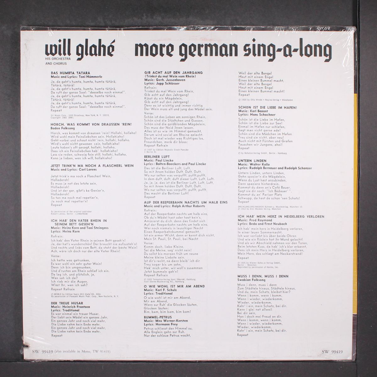 more german sing-a-long by WILL GLAHE
