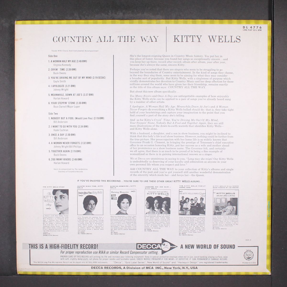 country all the way by KITTY WELLS