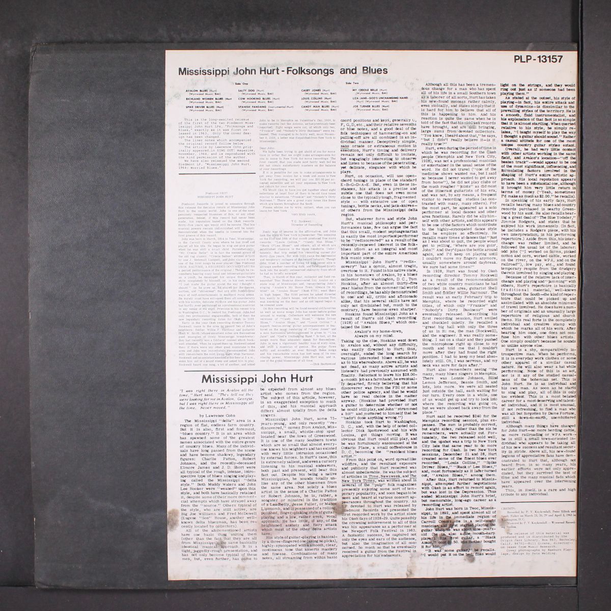1963: vol. 1 of ... folk songs and blues by MISSISSIPPI JOHN HURT