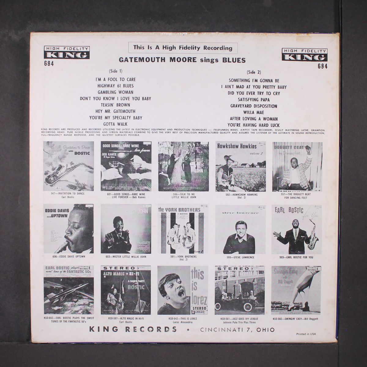 sings by GATEMOUTH MOORE