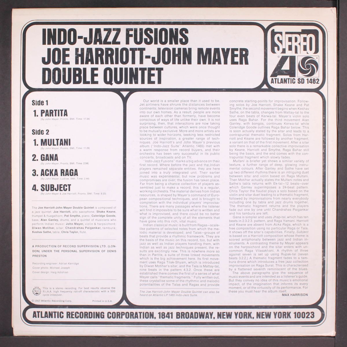 indo-jazz fusions by JOE HARRIOTT / JOHN MAYER