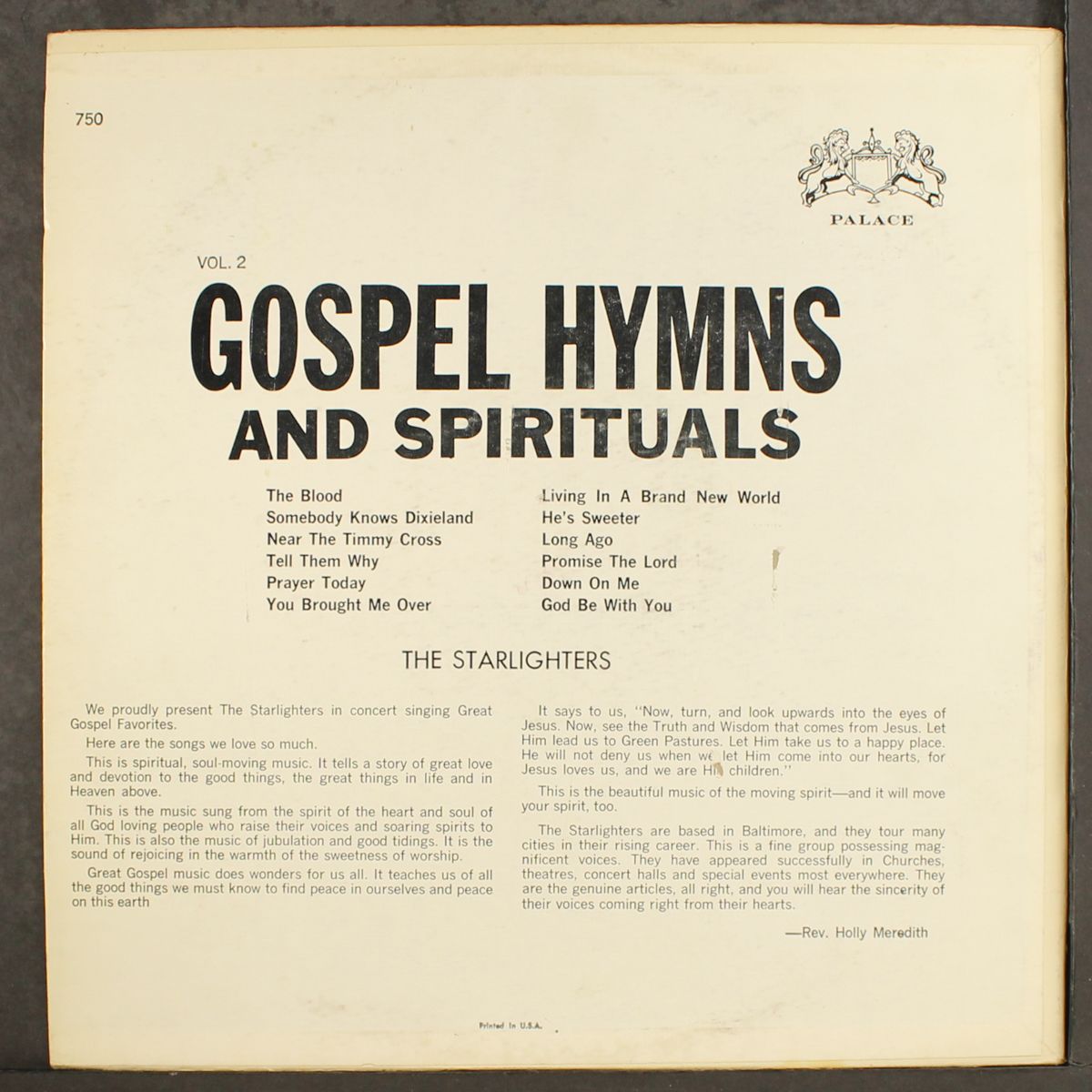 gospel hymns and spirituals, vol. 2 by STARLIGHTERS