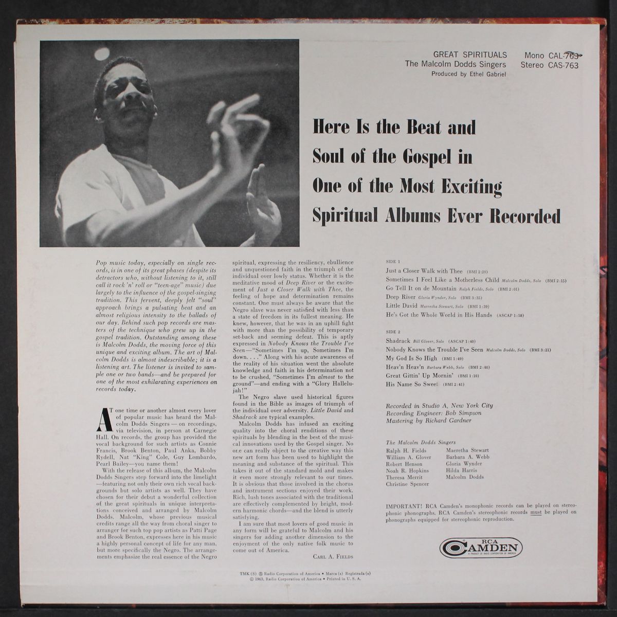 great spirituals by MALCOLM DODDS SINGERS