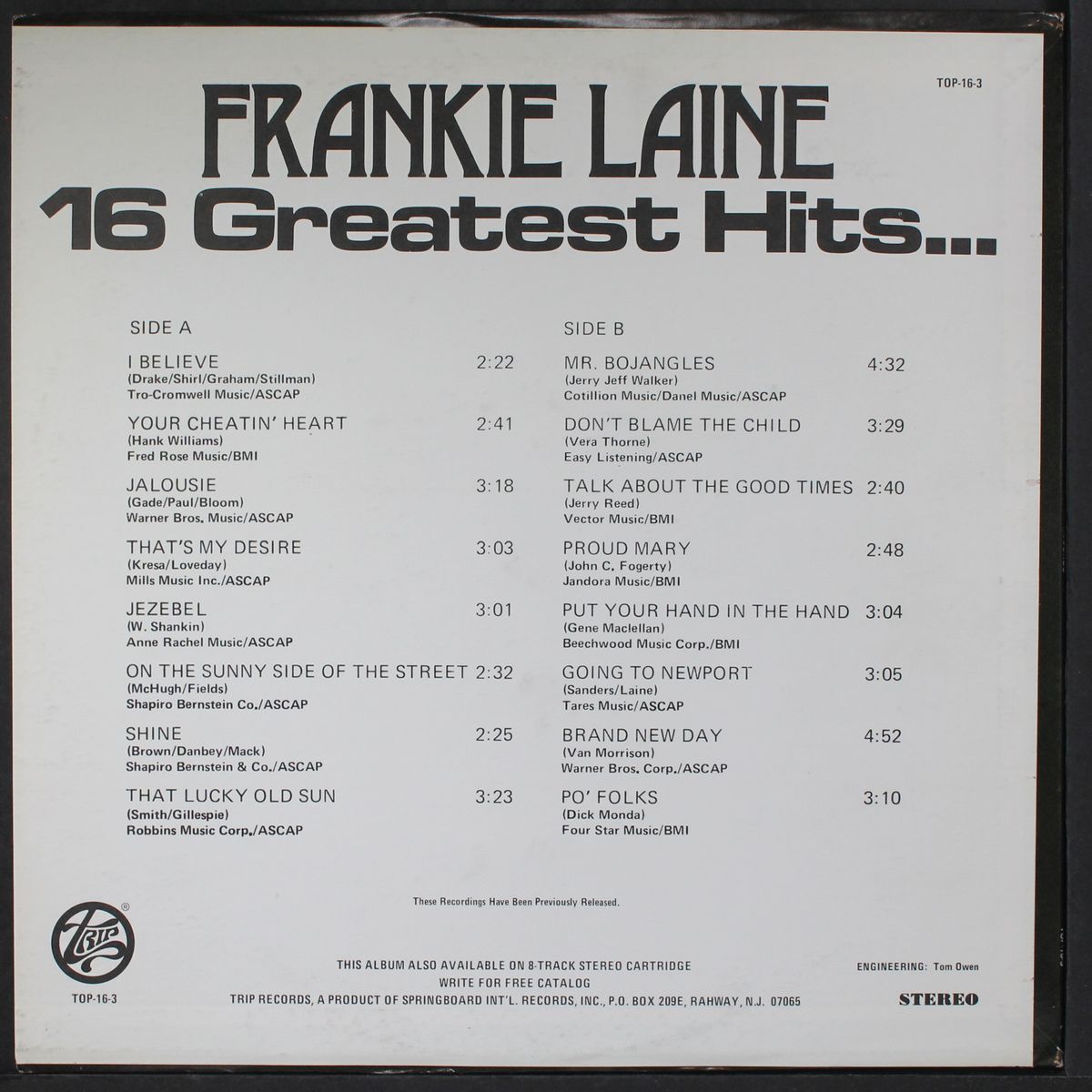 16 greatest hits by FRANKIE LAINE