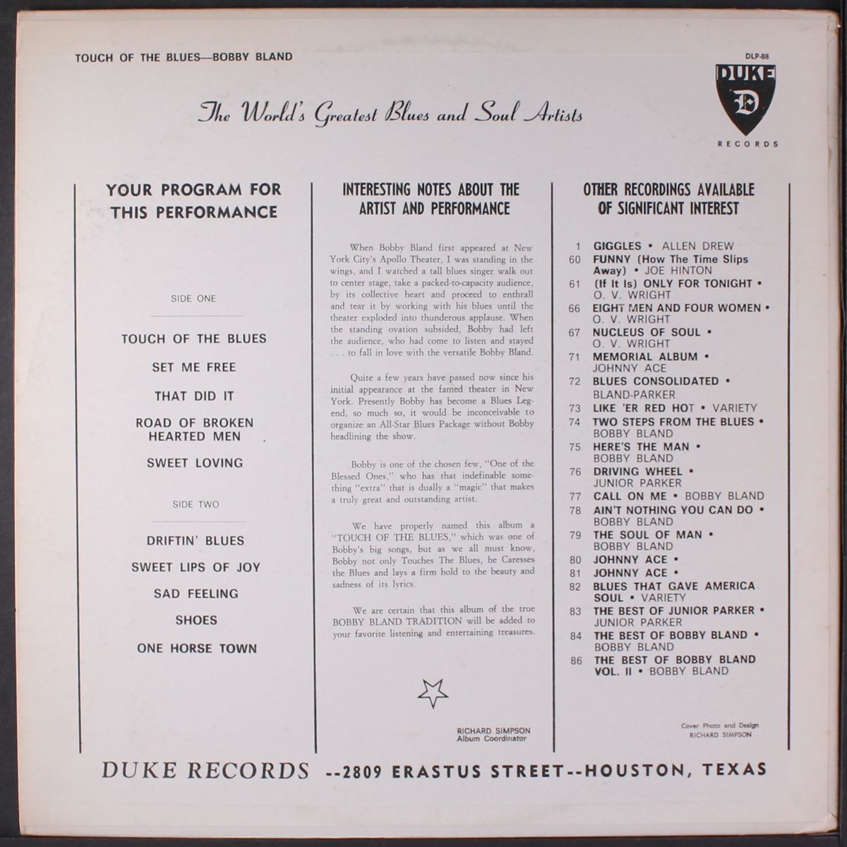 touch of the blues by BOBBY BLAND