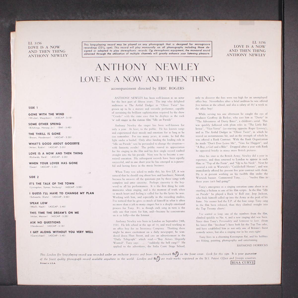 love is a now & then thing by ANTHONY NEWLEY