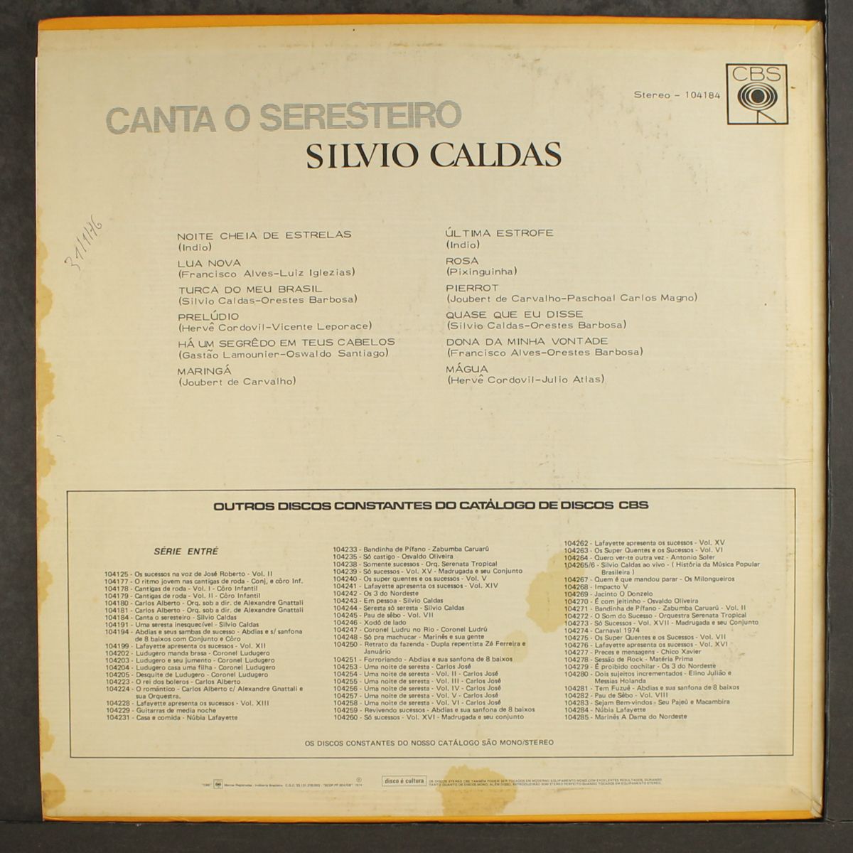 canta o seresteiro by SILVIO CALDAS