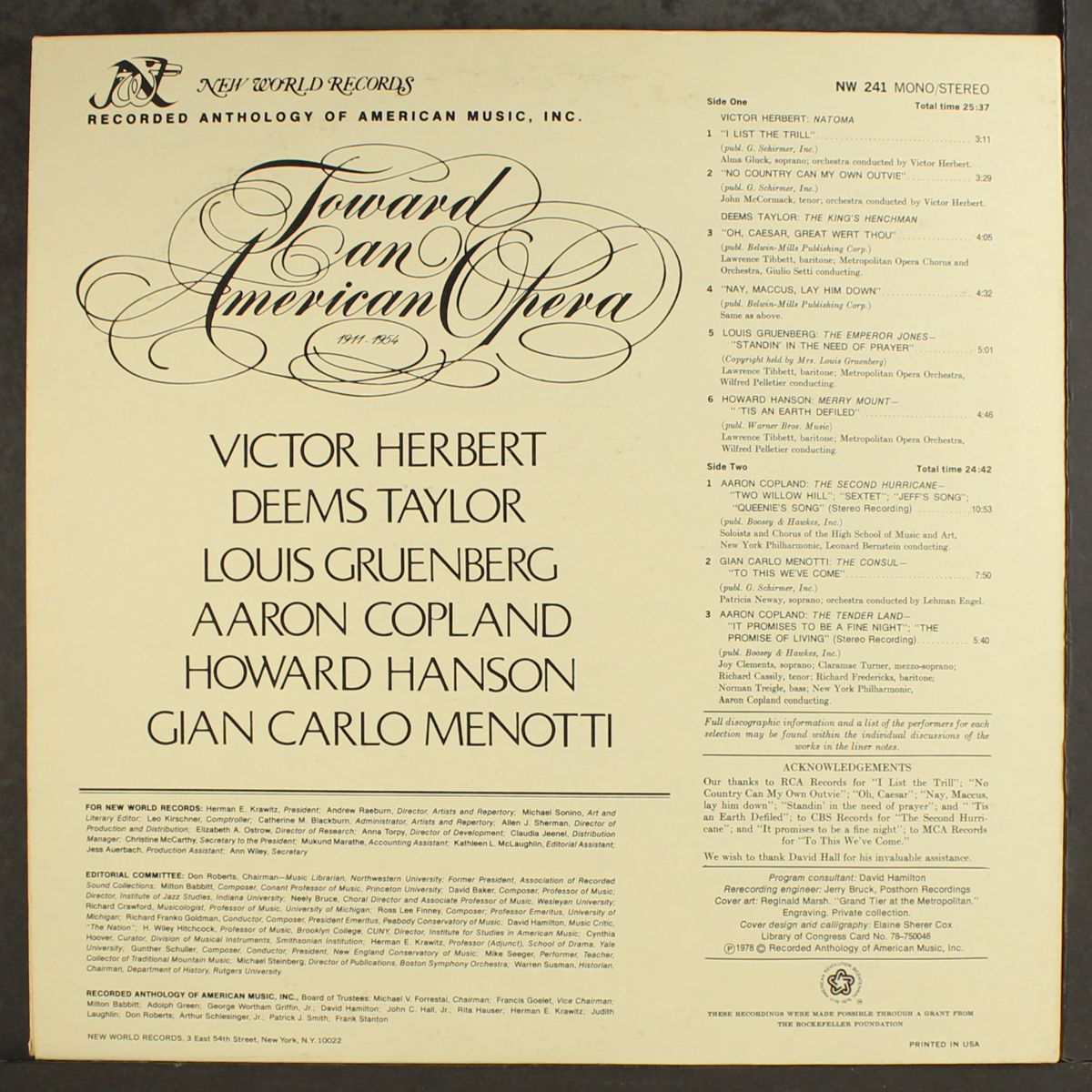 toward an american opera by VARIOUS