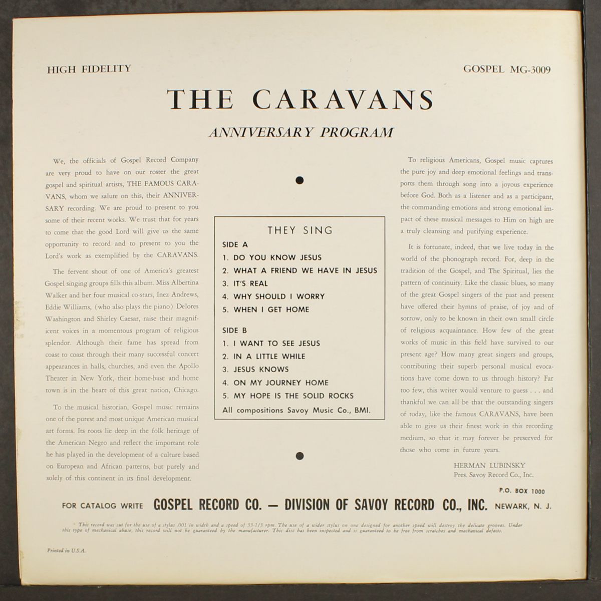 anniversary program by CARAVANS
