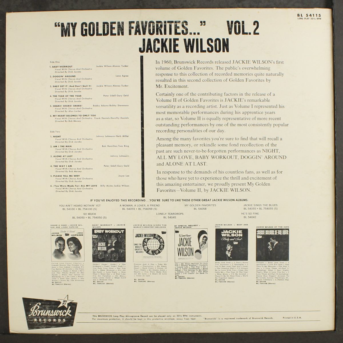 my golden favorites, vol. 2 by JACKIE WILSON