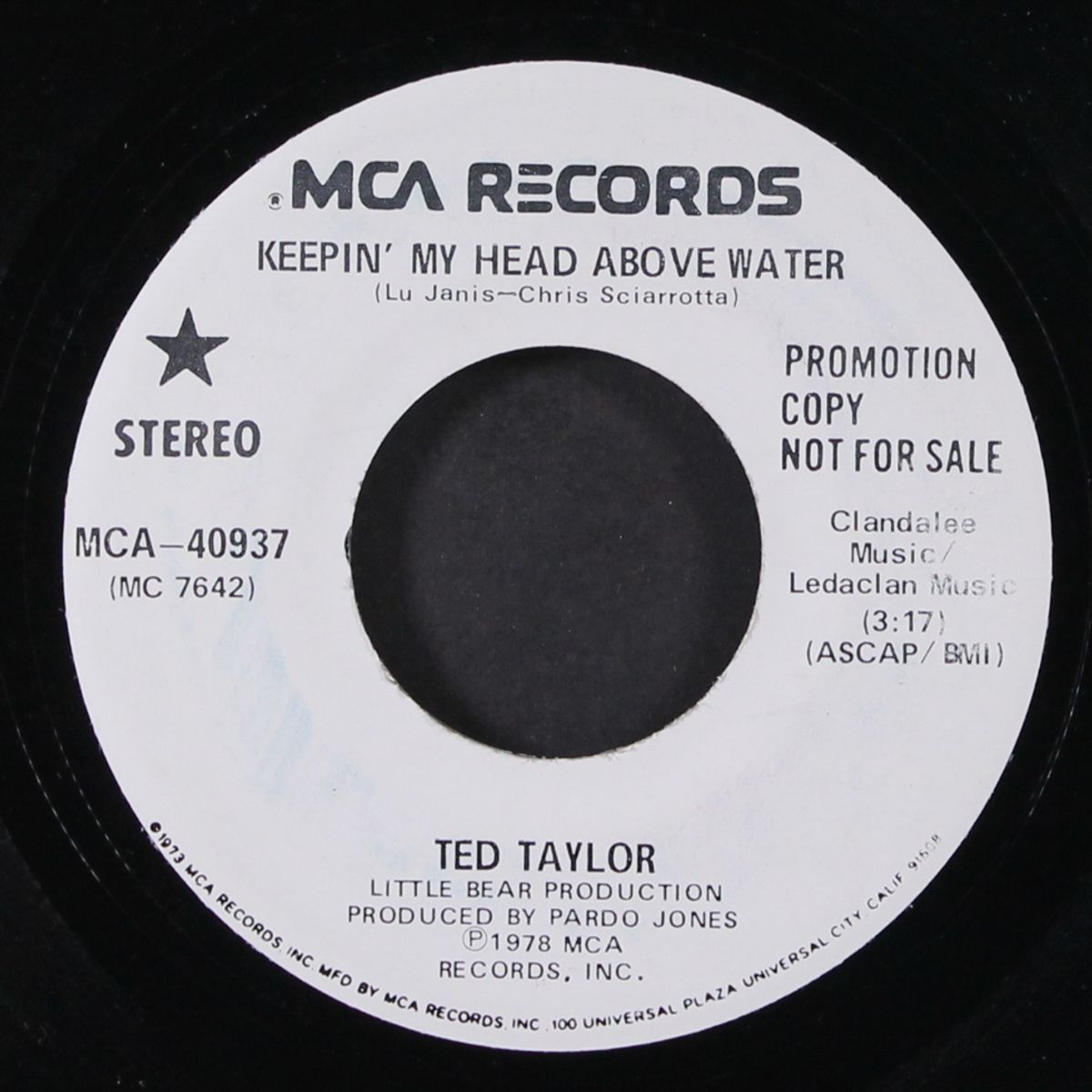 keepin' my head above water by TED TAYLOR