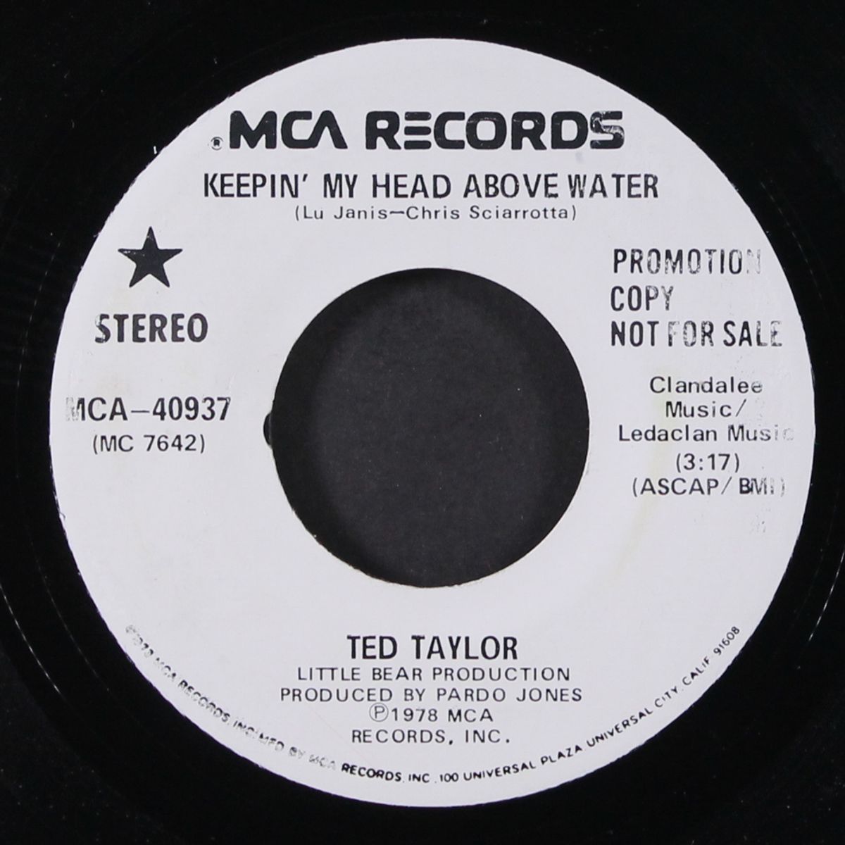 keepin' my head above water by TED TAYLOR