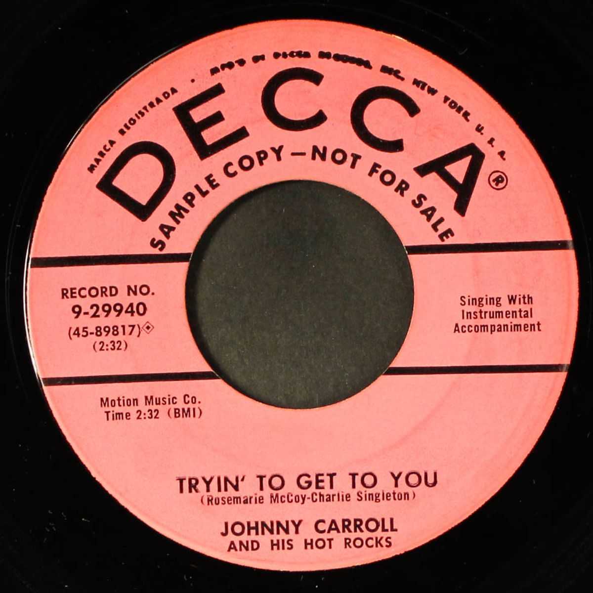 rock n' roll ruby / tryin' to get to you by JOHNNY CARROLL