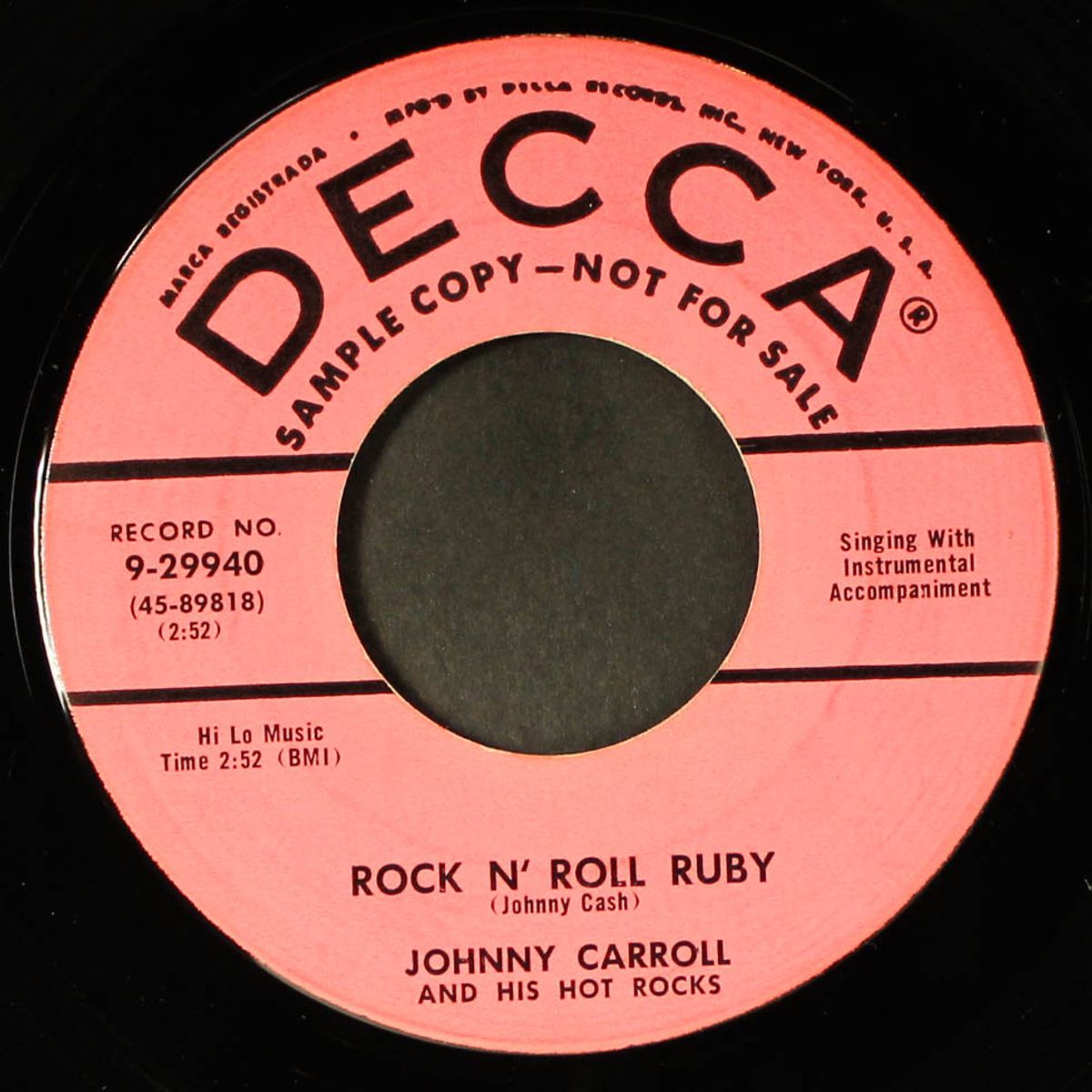 rock n' roll ruby / tryin' to get to you by JOHNNY CARROLL