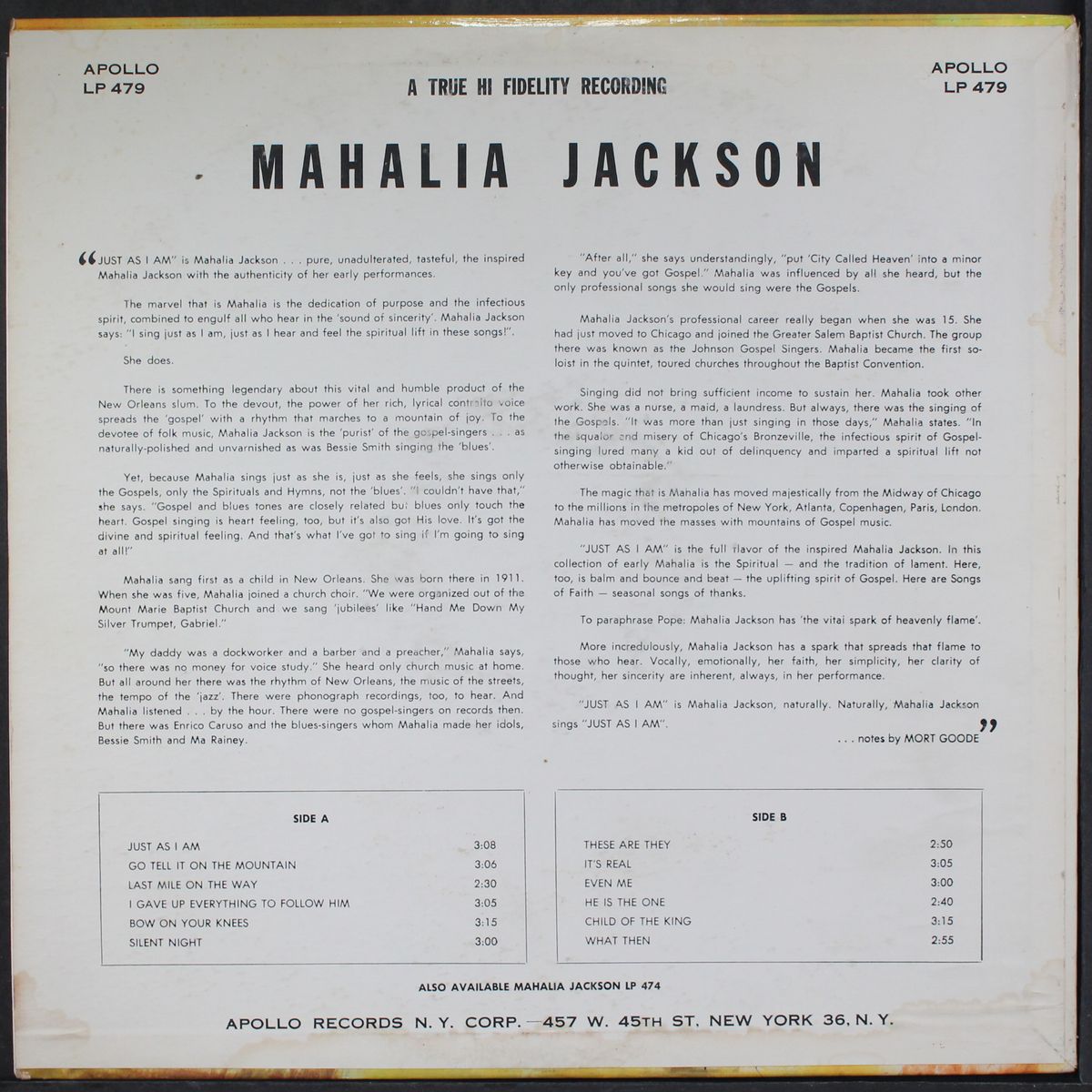 just as i am by MAHALIA JACKSON