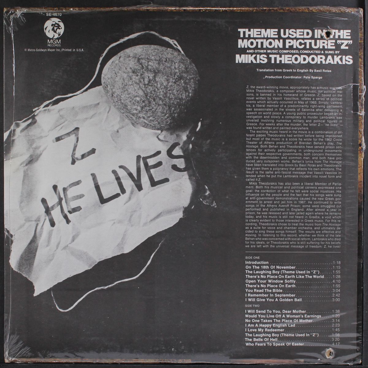 theme used in the motion picture "z" by MIKIS THEODORAKIS
