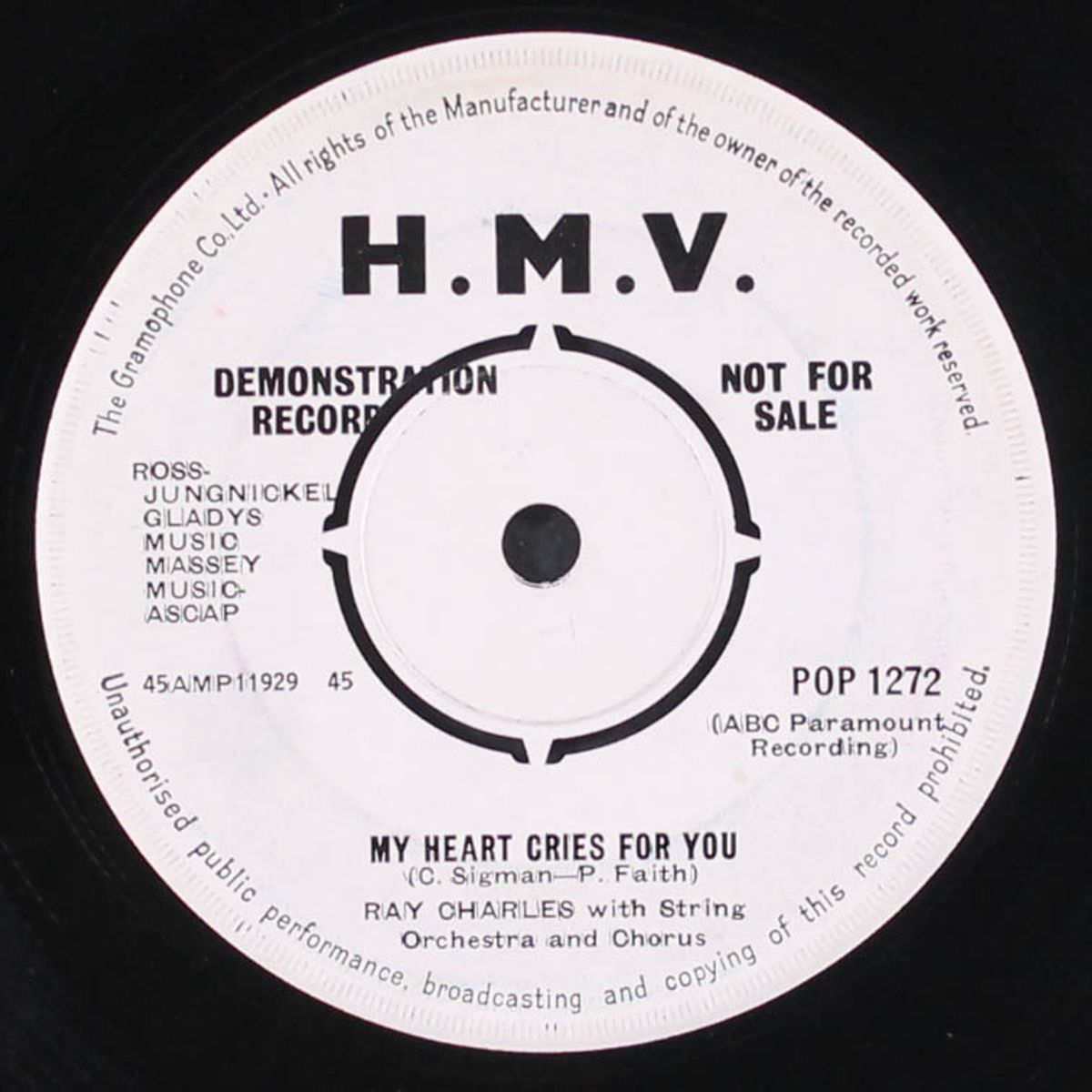 baby, don't you cry / my heart cries for you by RAY CHARLES