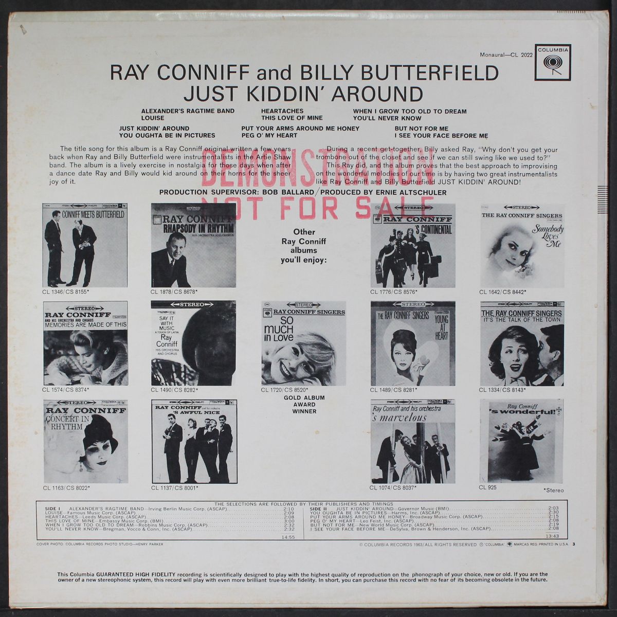 just kiddin' around by RAY CONNIFF & BILLY BUTTERFIELD