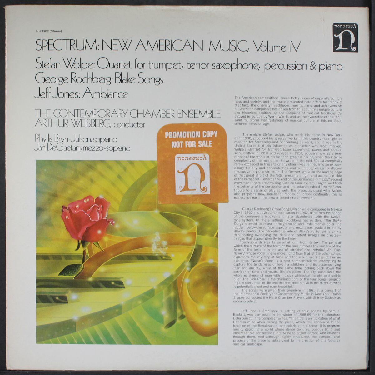 wolpe: quartet, rochberg: blake songs, jones: ambiance by CONTEMPORARY CHAMBER ENSEMBLE