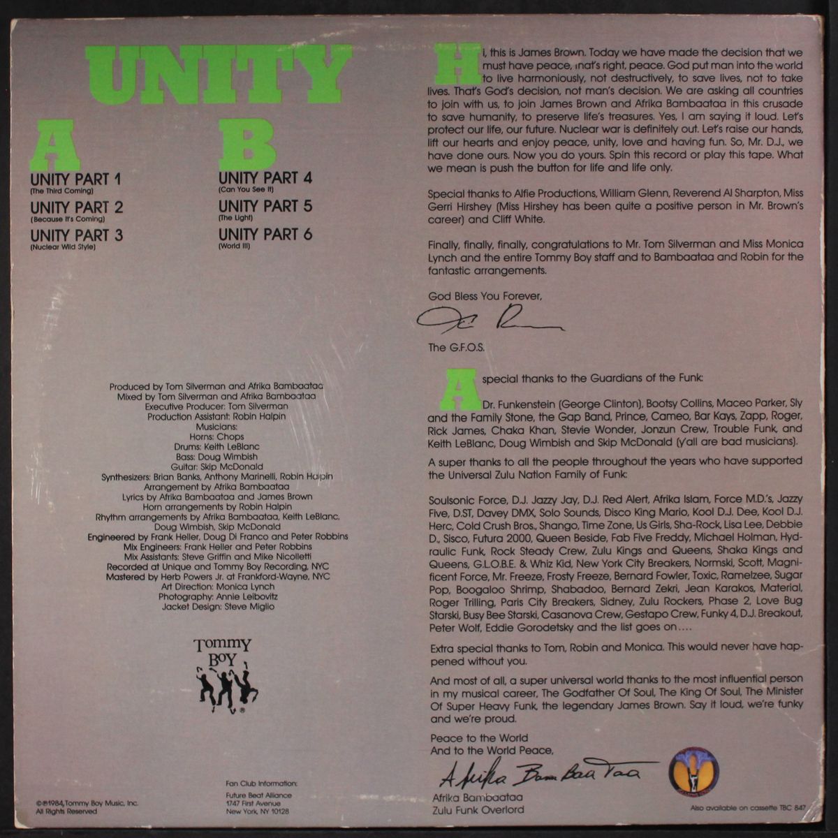 unity (part 1, 2, 3, 4, 5, 6) by AFRIKA BAMBAATAA & JAMES BROWN