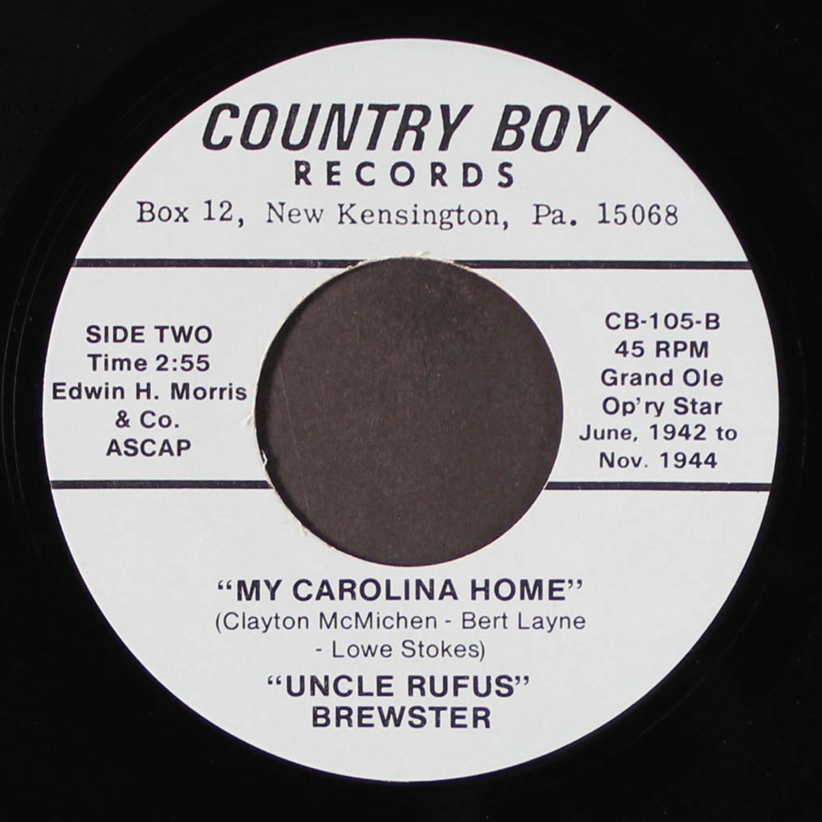 tribute to riley puckett / my carolina home by UNCLE RUFUS BREWSTER