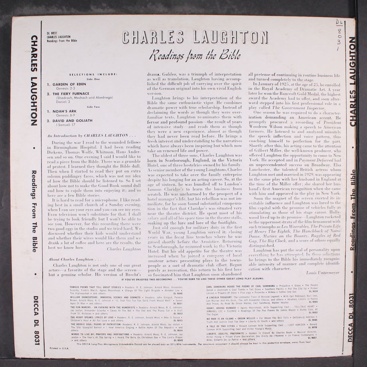 reading from the bible by CHARLES LAUGHTON