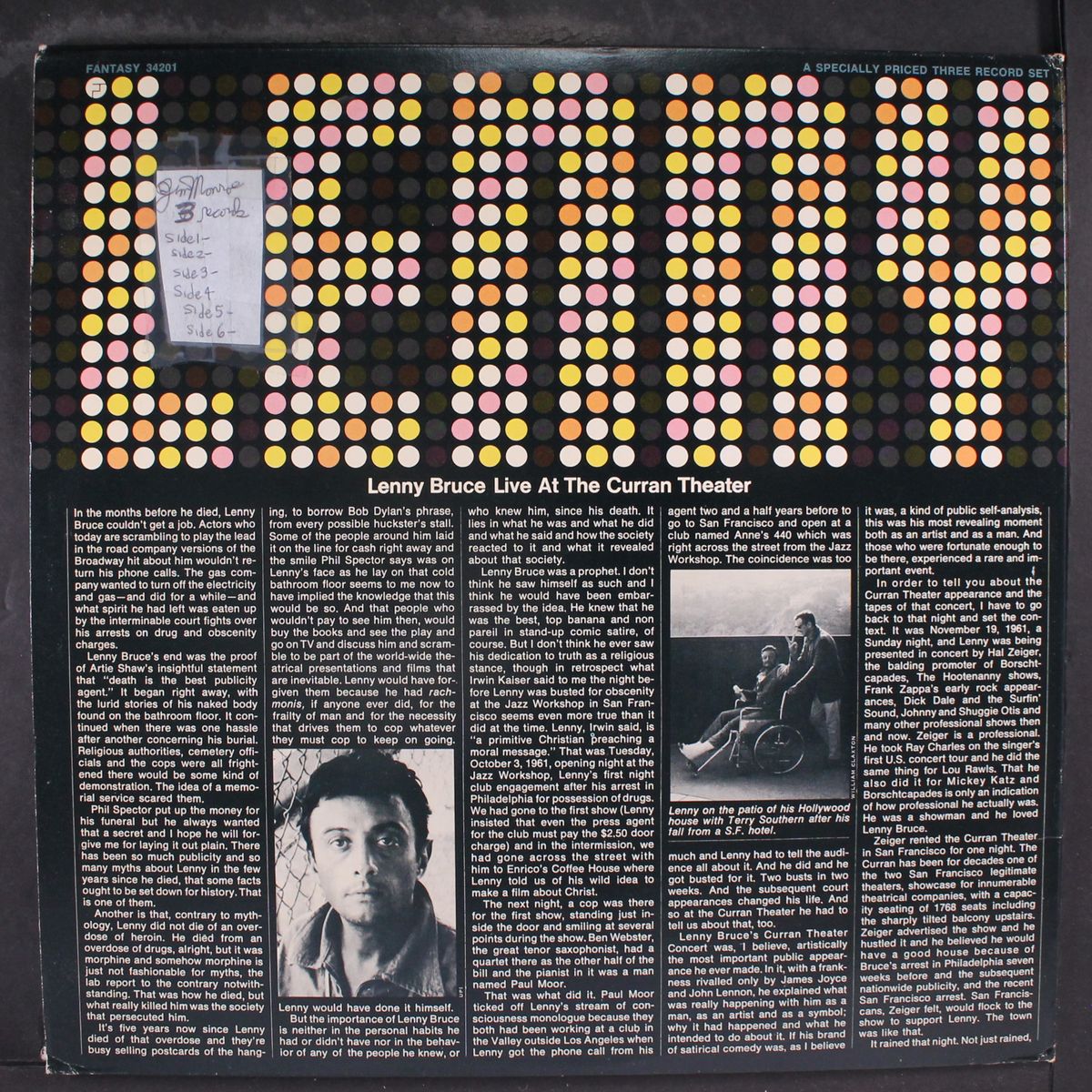 live at the curran theater by LENNY BRUCE