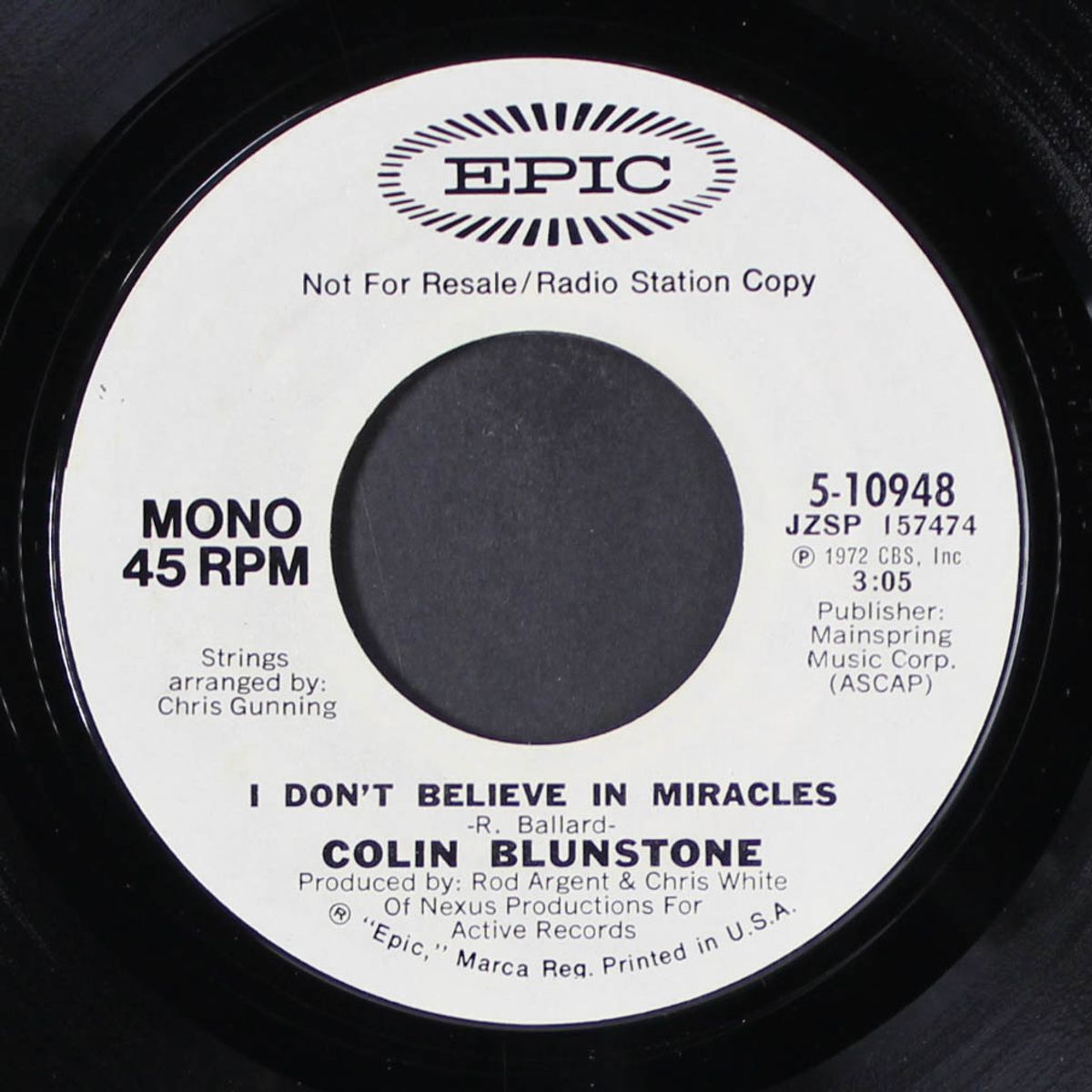 i don't believe in miracles / mono by COLIN BLUNSTONE