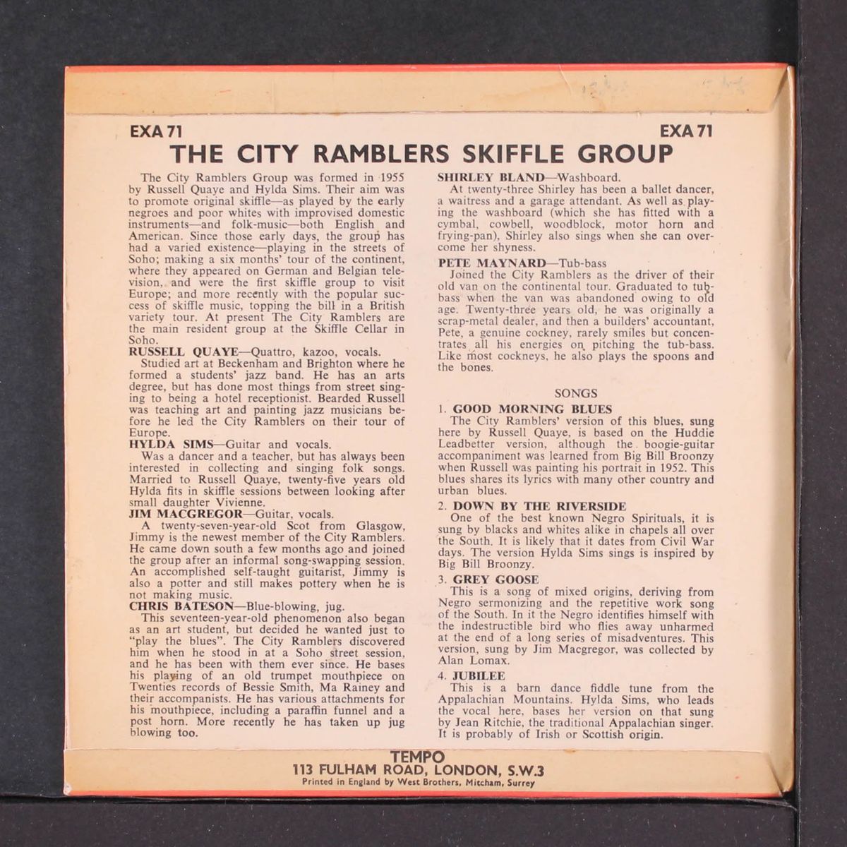 city ramblers skiffle group by CITY RAMBLERS SKIFFLE GROUP