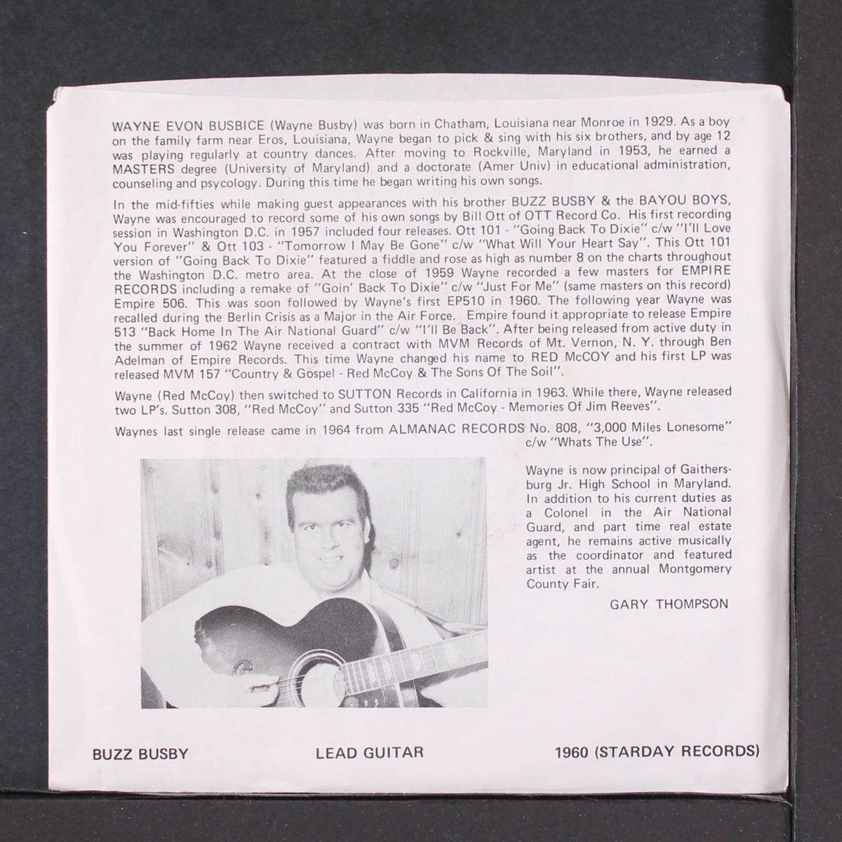 goin' back to dixie / just for me by WAYNE BUSBY