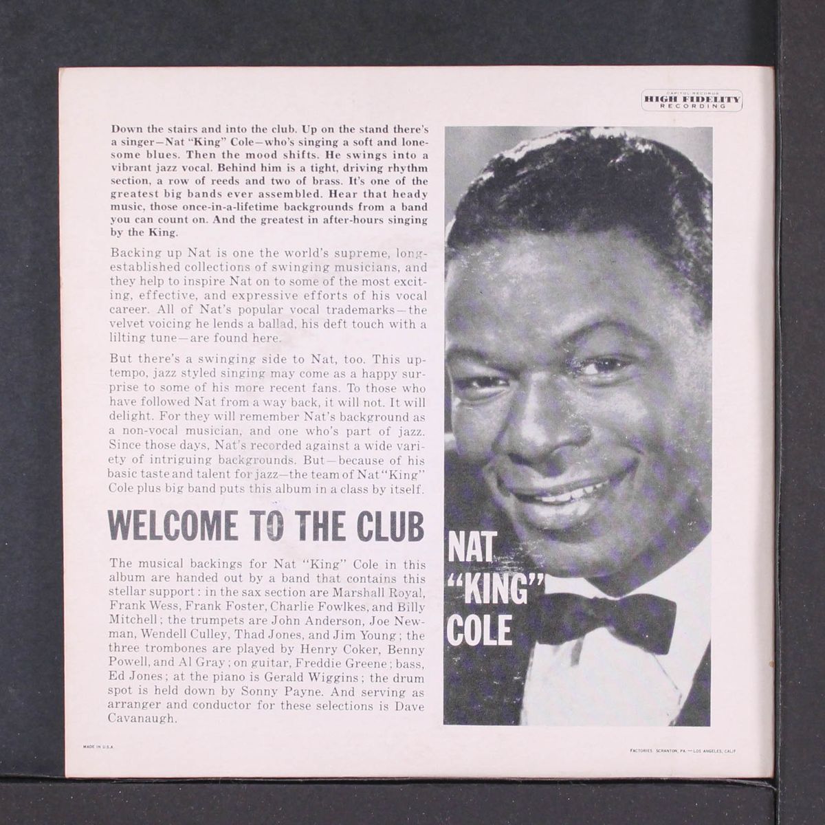 welcome to the club by NAT KING COLE