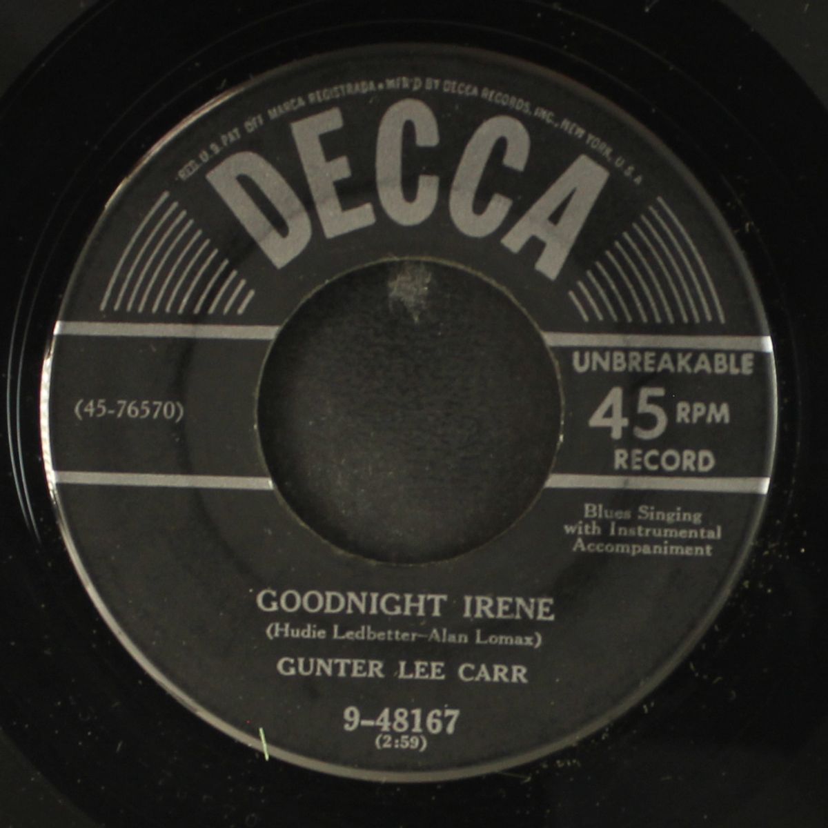 goodnight irene / my house fell down by GUNTER LEE CARR