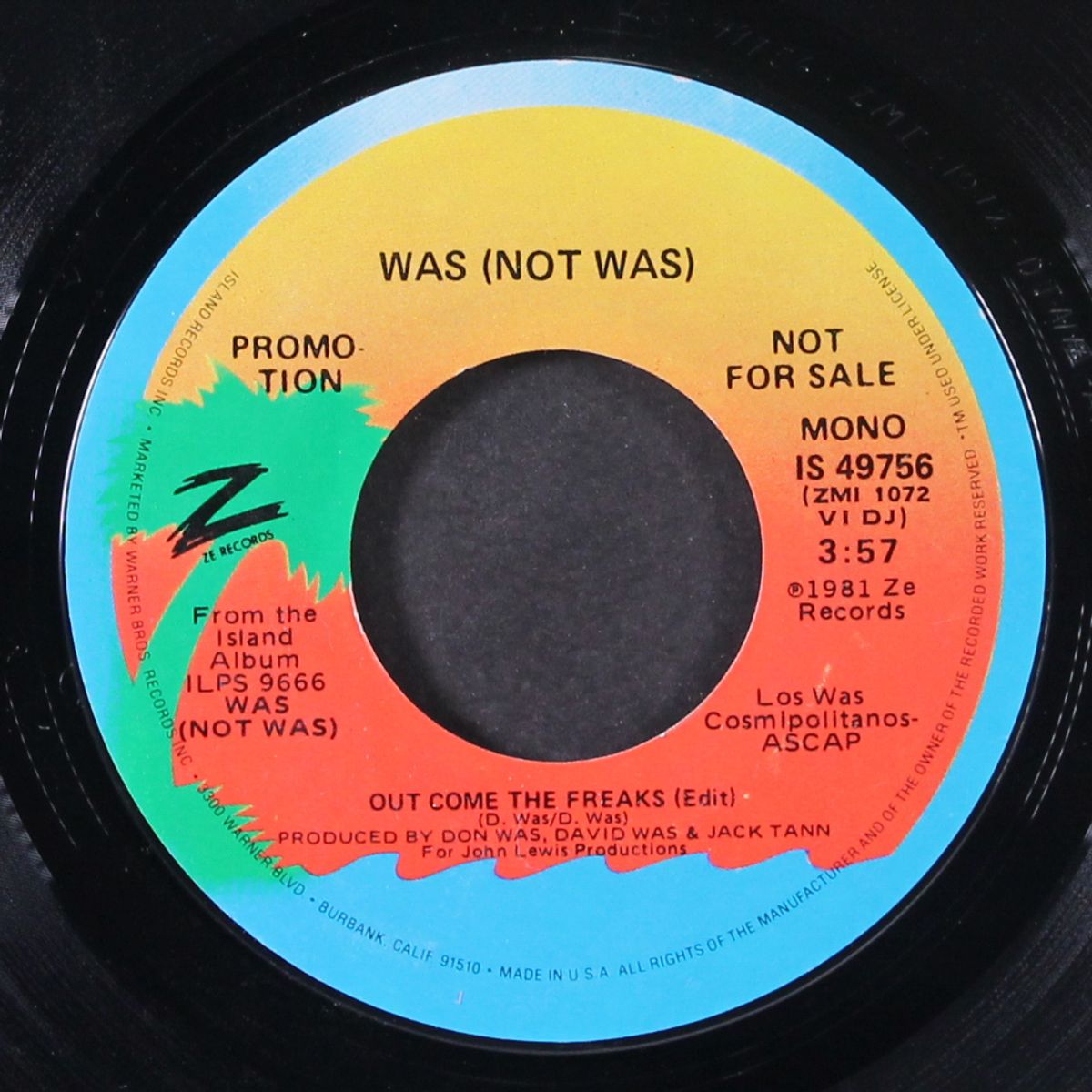 out come the freaks (edit) / same by WAS (NOT WAS)