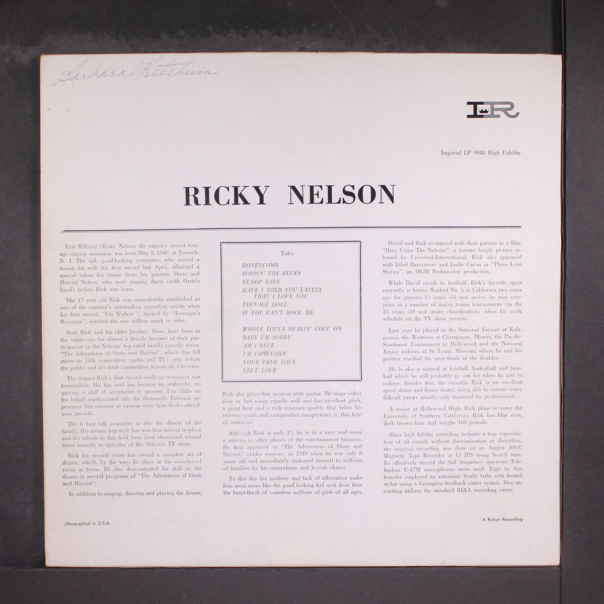 ricky by RICKY NELSON