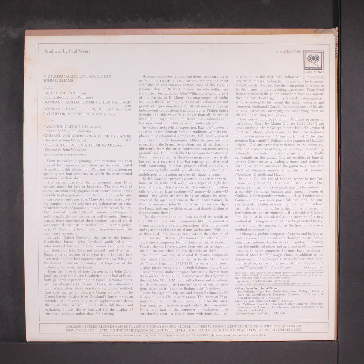 virtuoso variations for guitar by JOHN WILLIAMS