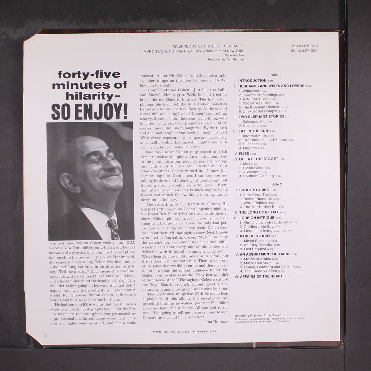 everybody gotta be someplace by MYRON COHEN