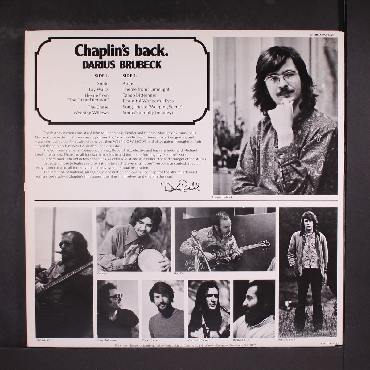 chaplin's back by DARIUS BRUBECK