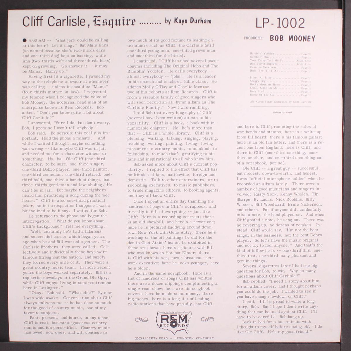 kountry kind of songs and hymns by CLIFF CARLISLE