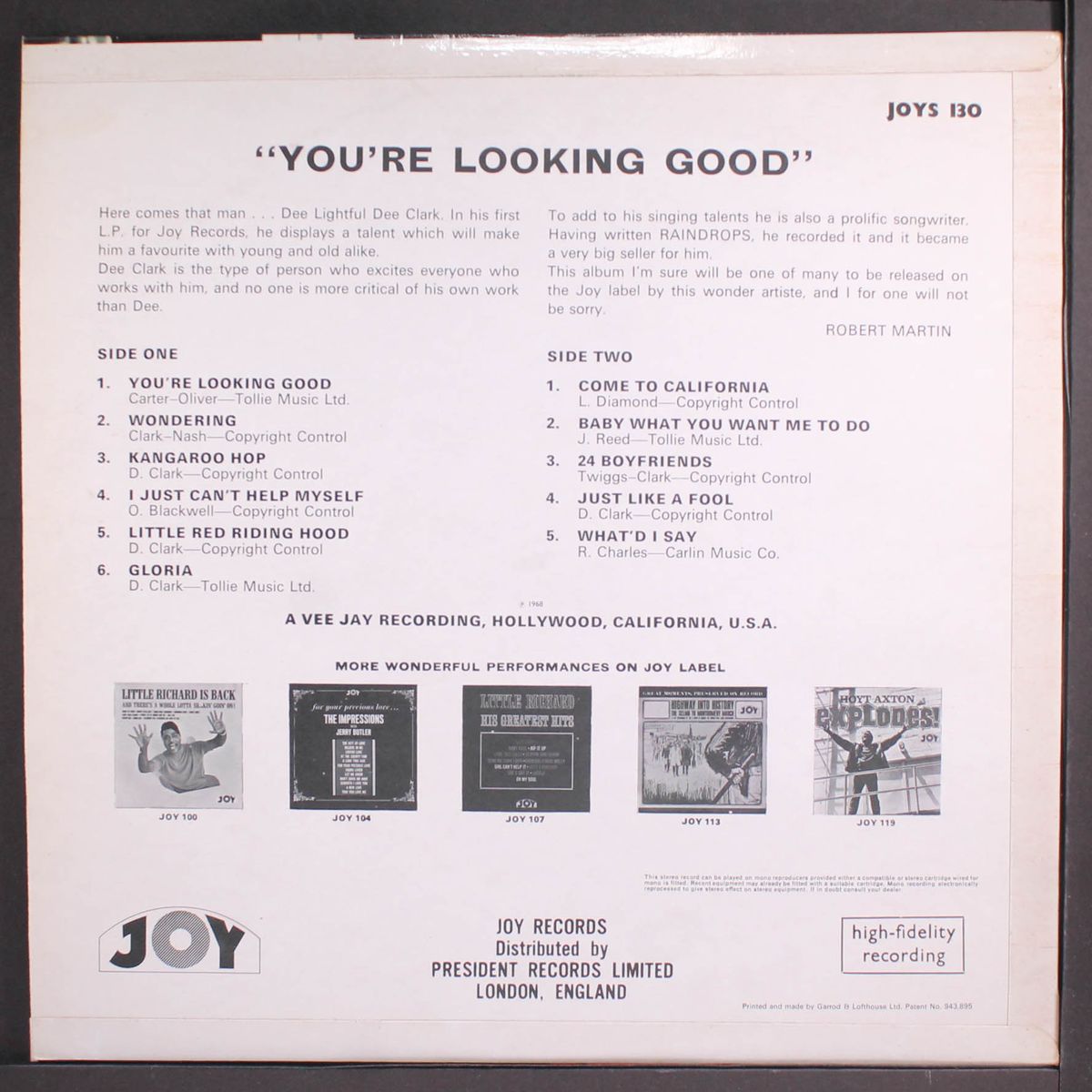 you're looking good by DEE CLARK