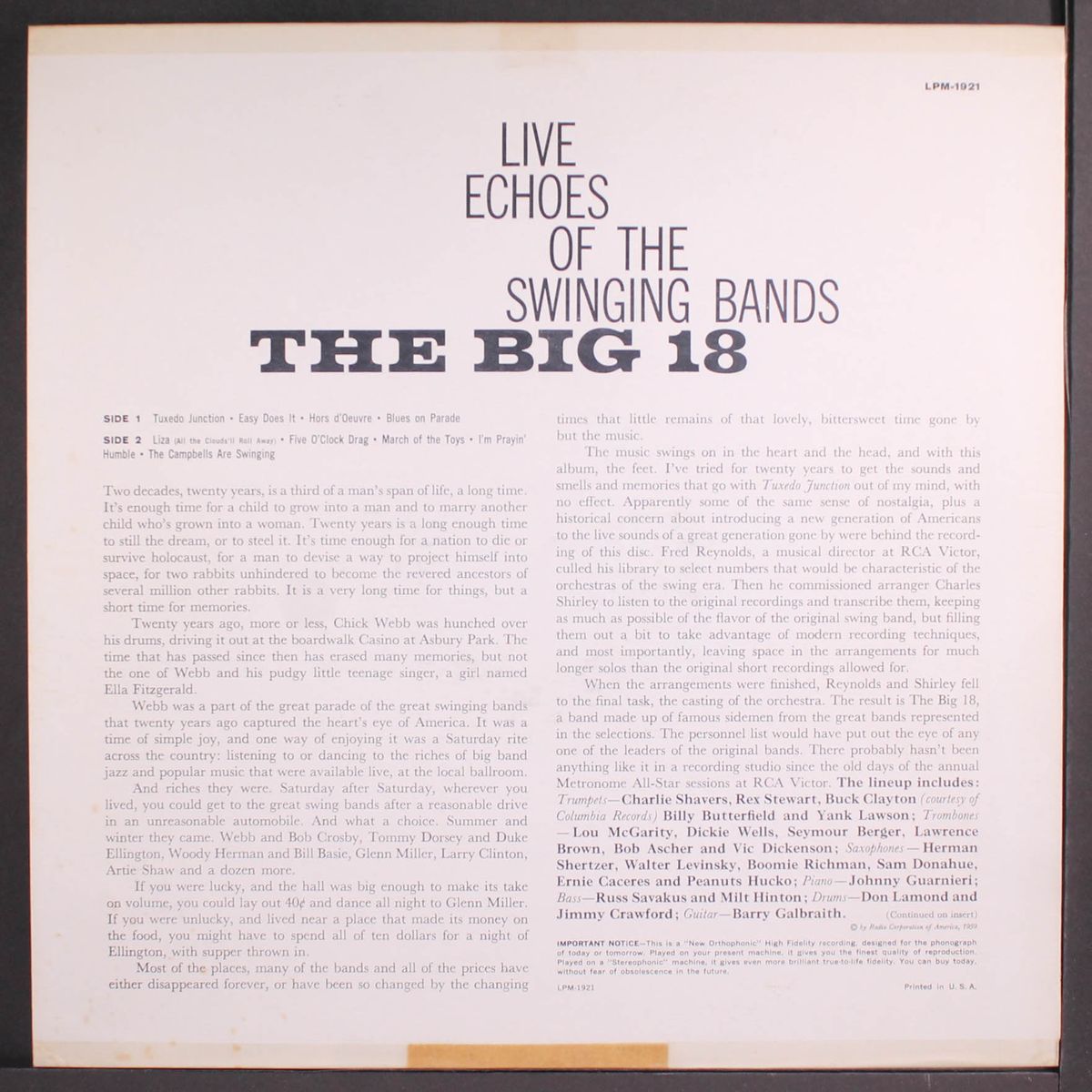live echoes of the swinging bands by BIG 18
