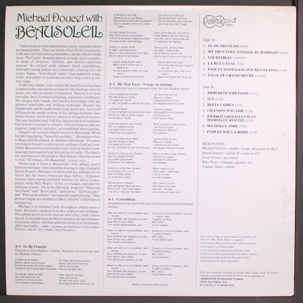 parlez-nous a boire by MICHEAL DOUCET WITH BEAUSOLEIL