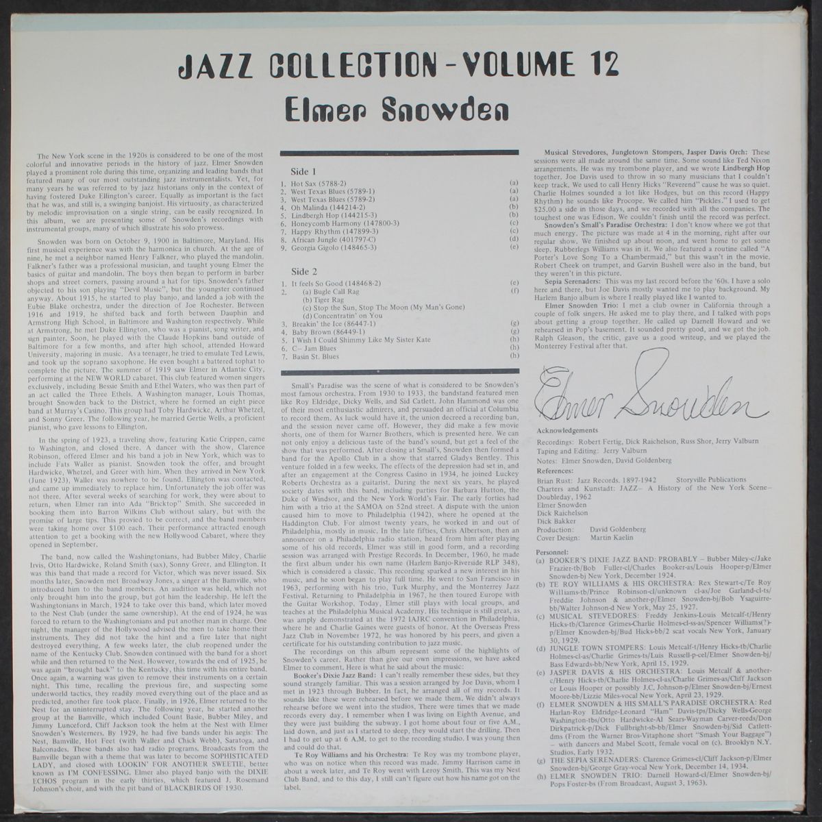 jazz collection, vol. 12 by ELMER SNOWDEN