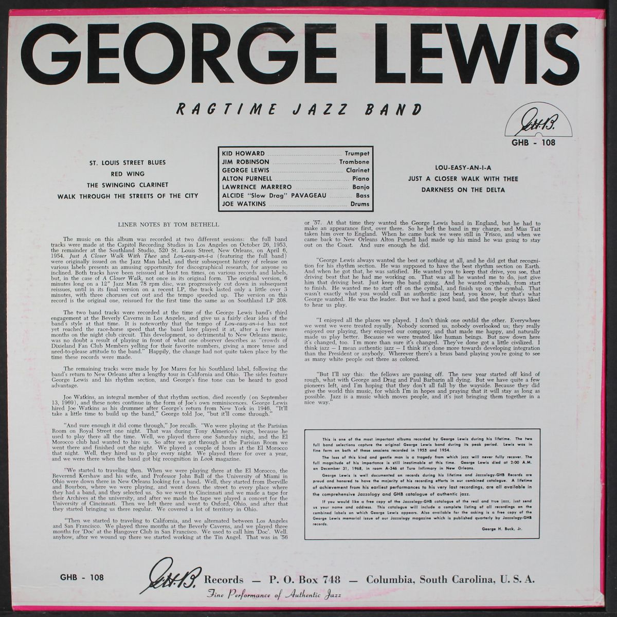 ragtime jazz band by GEORGE LEWIS