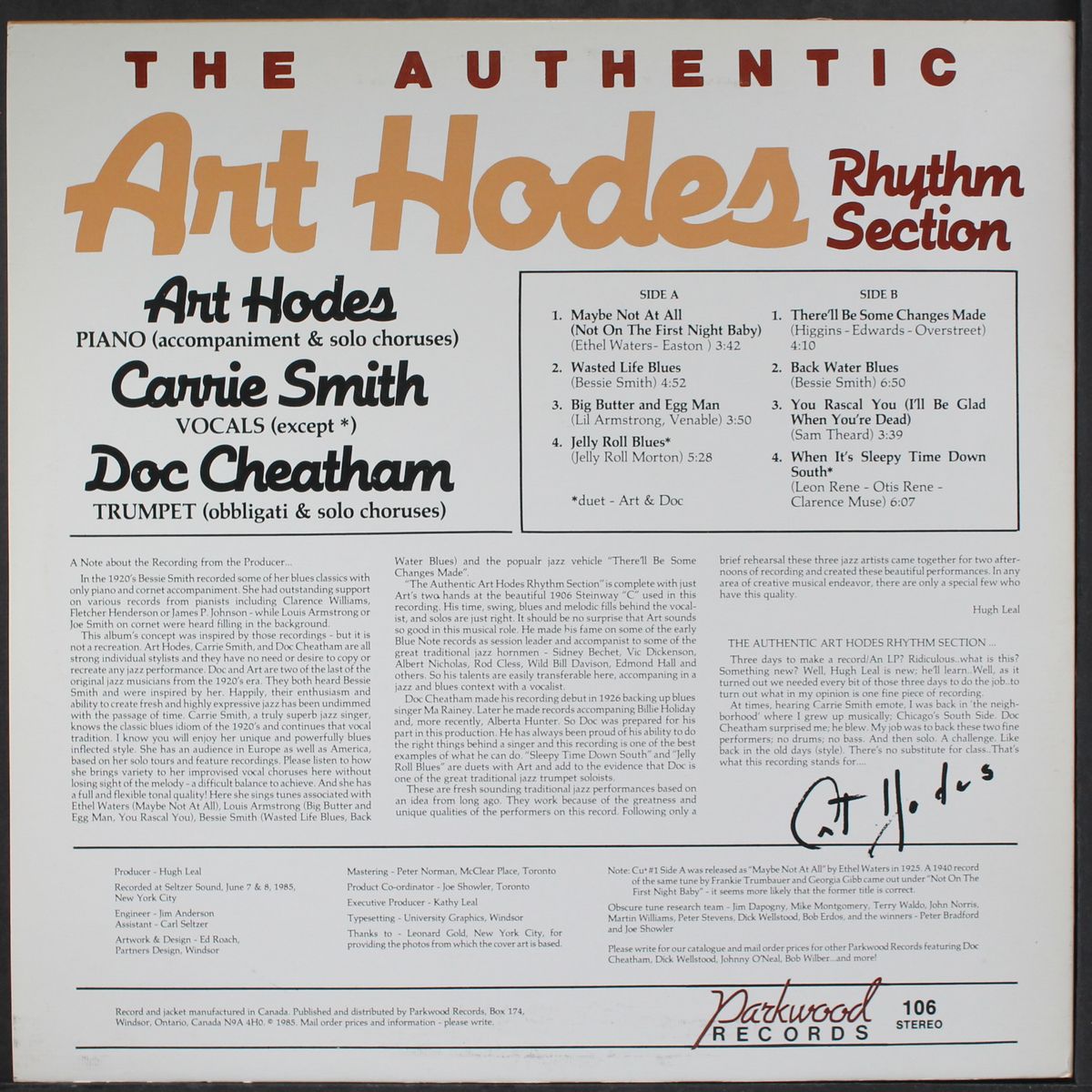 the authentic art hodes rhythm section by ART HODES