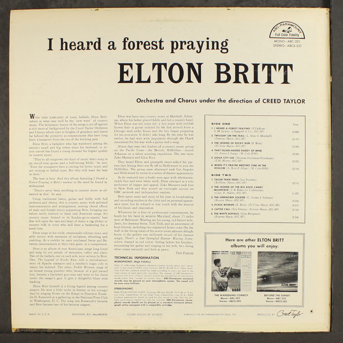 i heard a forest praying by ELTON BRITT