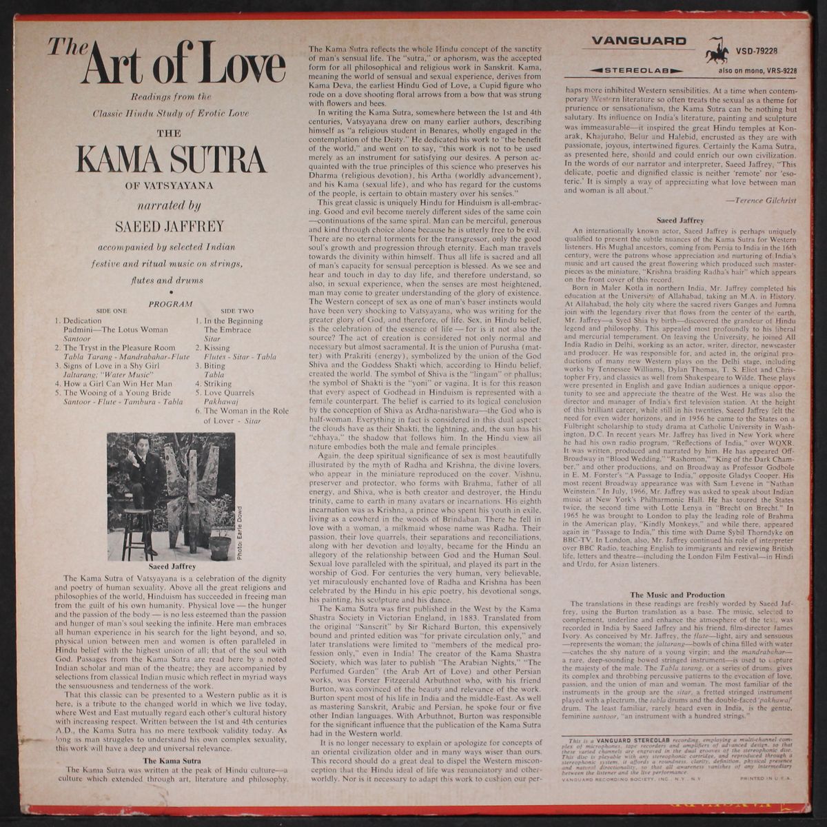 the art of love ( readings from the kama sutra...) by SAEED JAFFREY