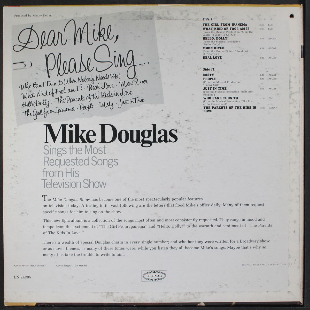 dear mike, please sing... by MIKE DOUGLAS